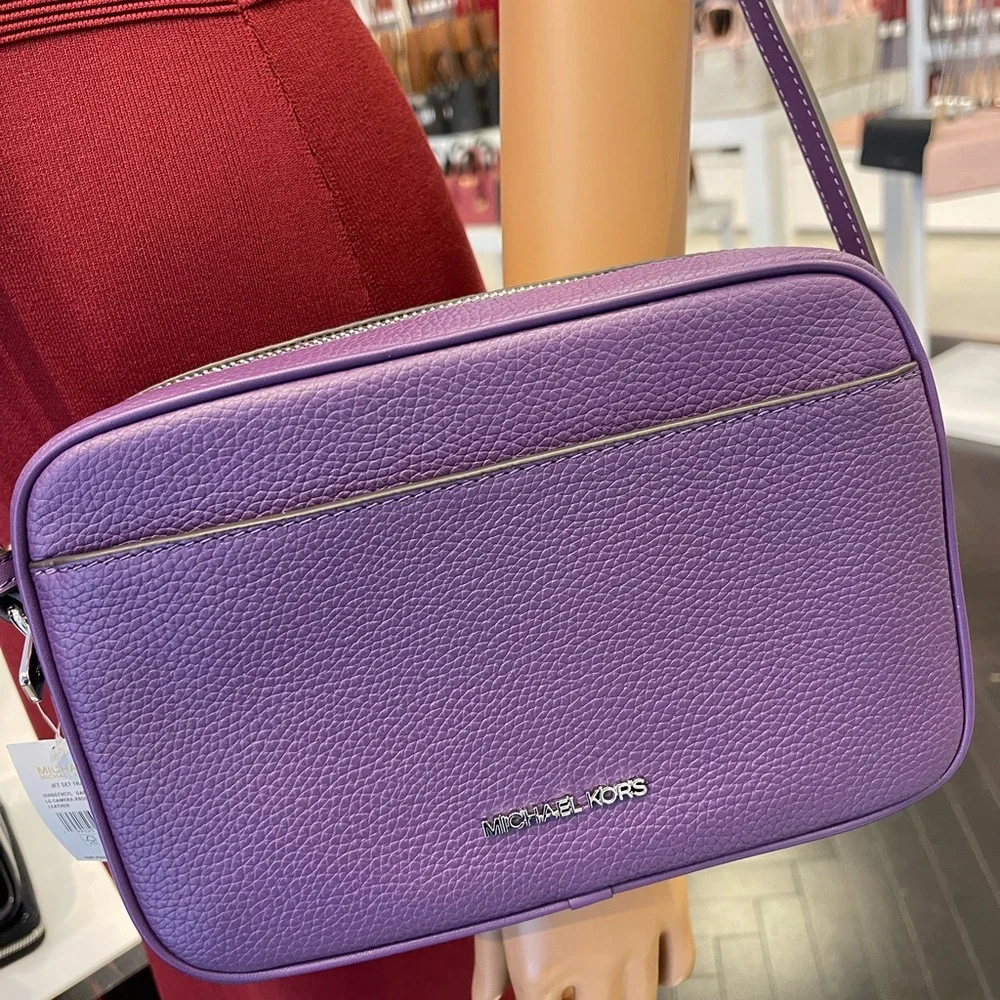 MICHAEL KORS Jet Set Pebbled Leather Camera Crossbody Bag
Dark Purple 
NWT - Picture 16 of 16